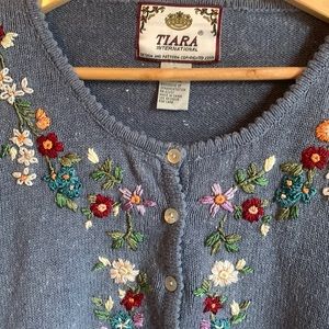 Vintage Floral Embroidered Cardigan